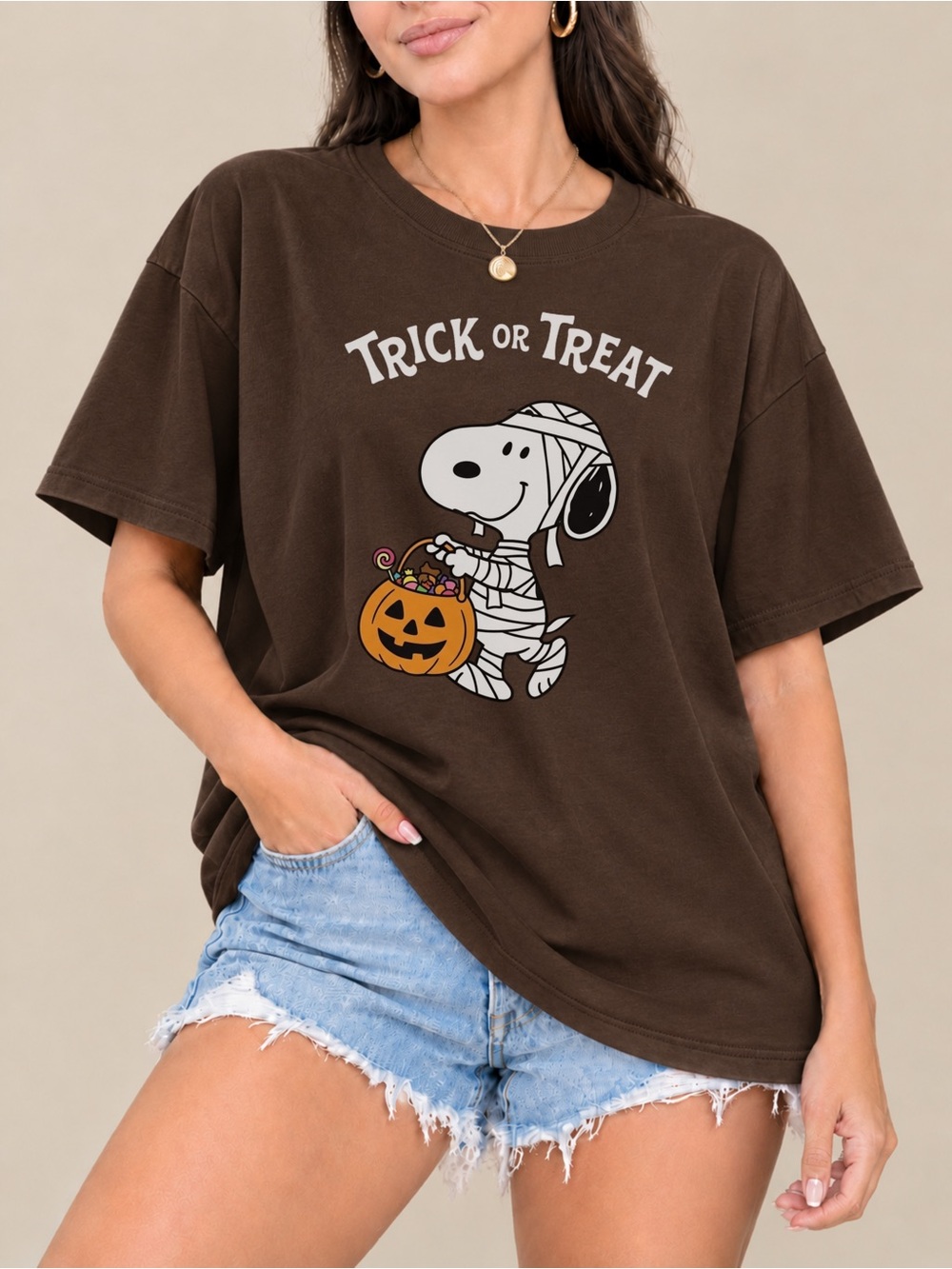 Trick or Treat Snoopy Mummy Graphic Tee Halloween Unisex T-shirt